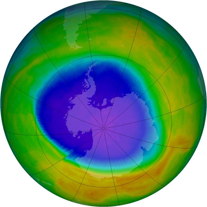 Antarctic ozone map for 29 October 1994
